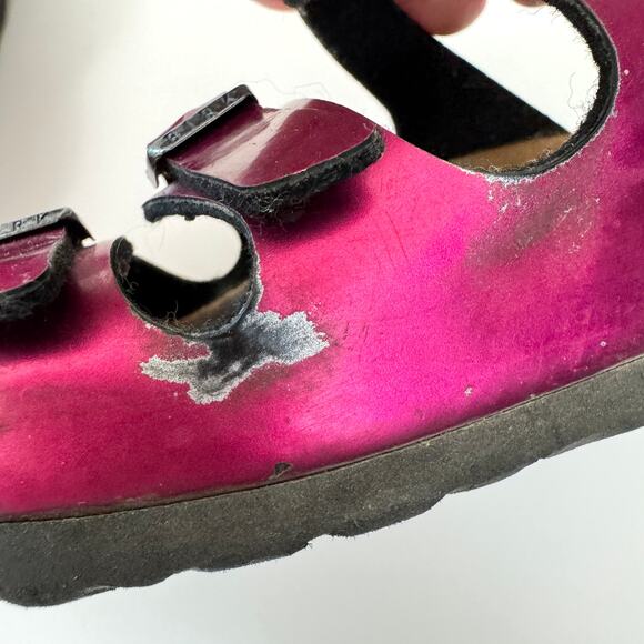 Birkenstock Women Florida Sandal Size 7 Birko Flor Metallic Strappy Pink Fuchsia - Picture 10 of 12